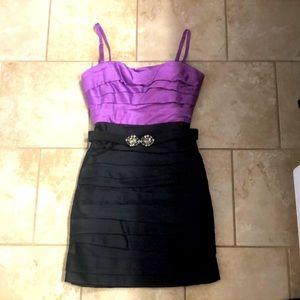 BCBGMaxAzria Black/Purple Cocktail Dress